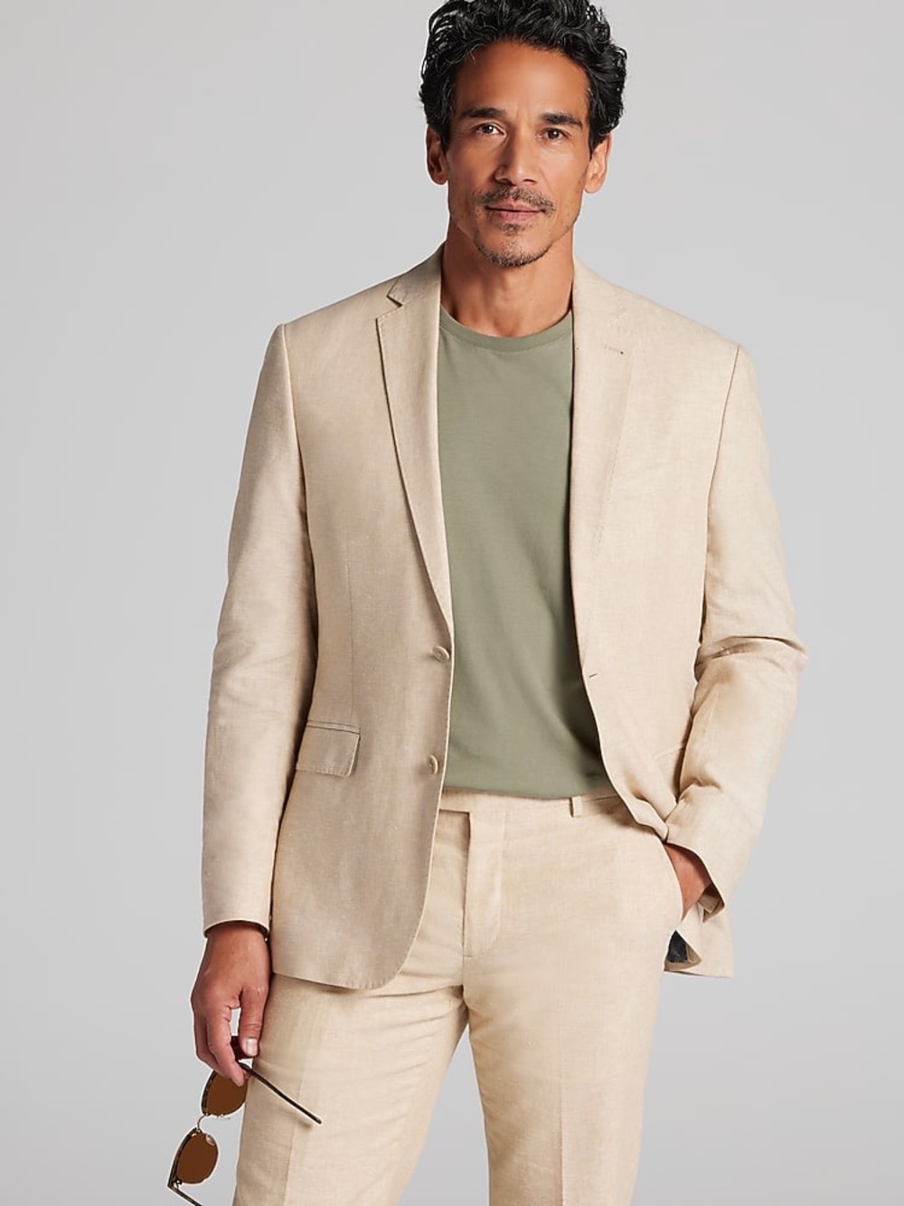 Joseph Abboud Tan Chambray Linen-Blend Suit Jacket